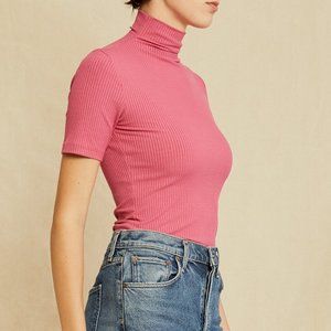Amour Vert Fiona Paris Rib Top Stargazer Pink NWT Size XS